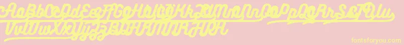 Bukhariscriptalternates-fontti – keltaiset fontit vaaleanpunaisella taustalla