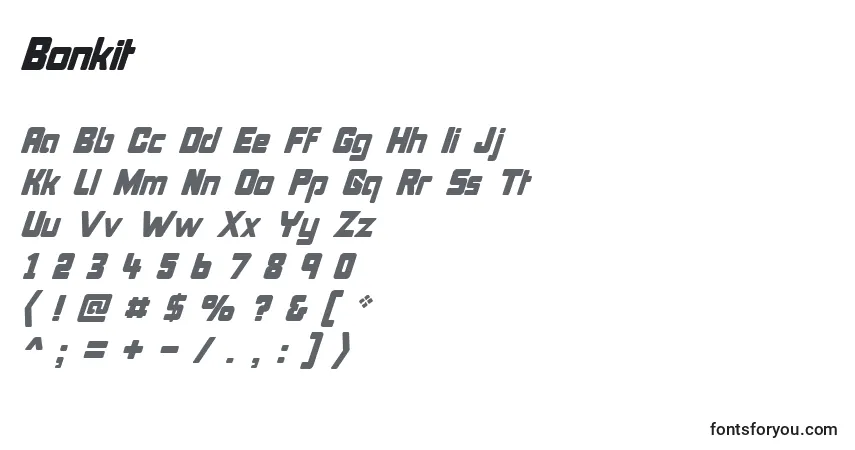 Bonkit-fontti – aakkoset, numerot, erikoismerkit