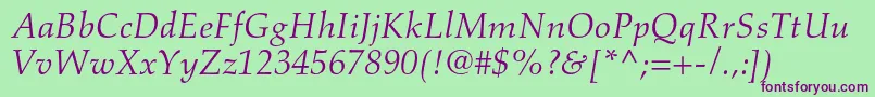 AldusltstdItalic Font – Purple Fonts on Green Background