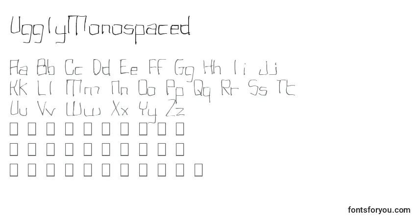 Schriftart UgglyMonospaced – Alphabet, Zahlen, spezielle Symbole