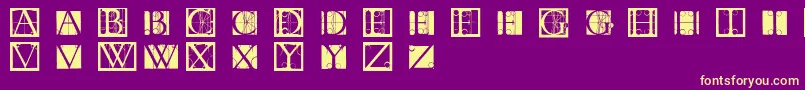 Tornielloinitials-fontti – keltaiset fontit violetilla taustalla