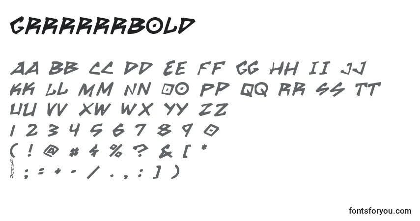 A fonte GrrrrrrBold – alfabeto, números, caracteres especiais