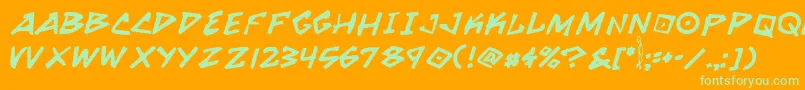 Fonte GrrrrrrBold – fontes verdes em um fundo laranja