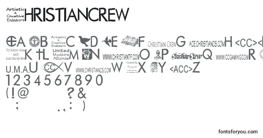 A fonte Christiancrew – alfabeto, números, caracteres especiais