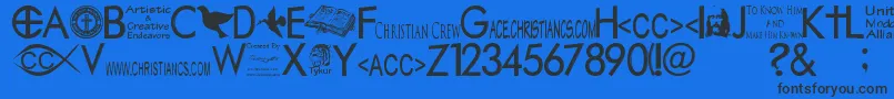 Fonte Christiancrew – fontes pretas em um fundo azul