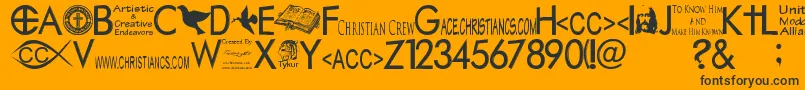 Fonte Christiancrew – fontes pretas em um fundo laranja