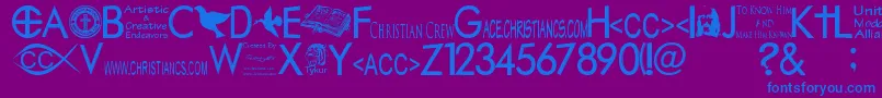 Czcionka Christiancrew – niebieskie czcionki na fioletowym tle