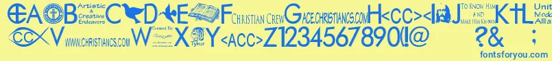 Police Christiancrew – polices bleues sur fond jaune