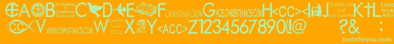 Fonte Christiancrew – fontes verdes em um fundo laranja