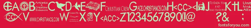 Fonte Christiancrew – fontes verdes em um fundo vermelho