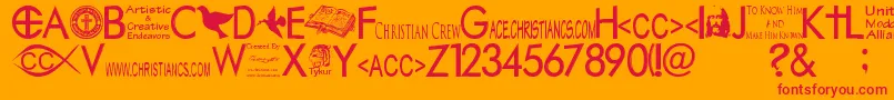 Christiancrew-Schriftart – Rote Schriften auf orangefarbenem Hintergrund