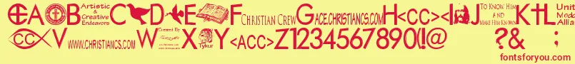 Fonte Christiancrew – fontes vermelhas em um fundo amarelo