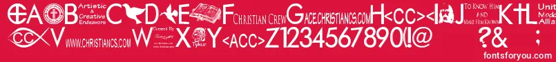 Fonte Christiancrew – fontes brancas em um fundo vermelho