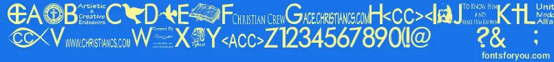 Police Christiancrew – polices jaunes sur fond bleu