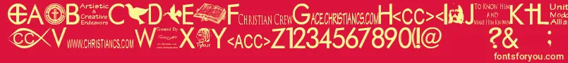 Fonte Christiancrew – fontes amarelas em um fundo vermelho