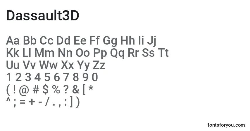 Schriftart Dassault3D – Alphabet, Zahlen, spezielle Symbole