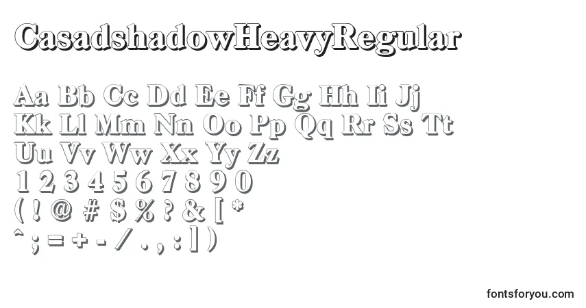 Czcionka CasadshadowHeavyRegular – alfabet, cyfry, specjalne znaki