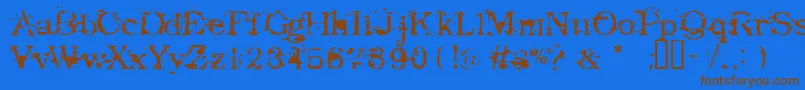 フォントGoodbye – 茶色の文字が青い背景にあります。