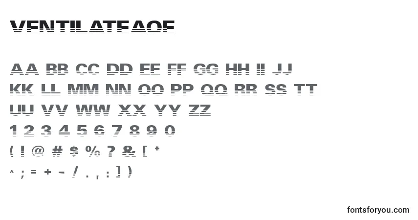 A fonte VentilateAoe – alfabeto, números, caracteres especiais
