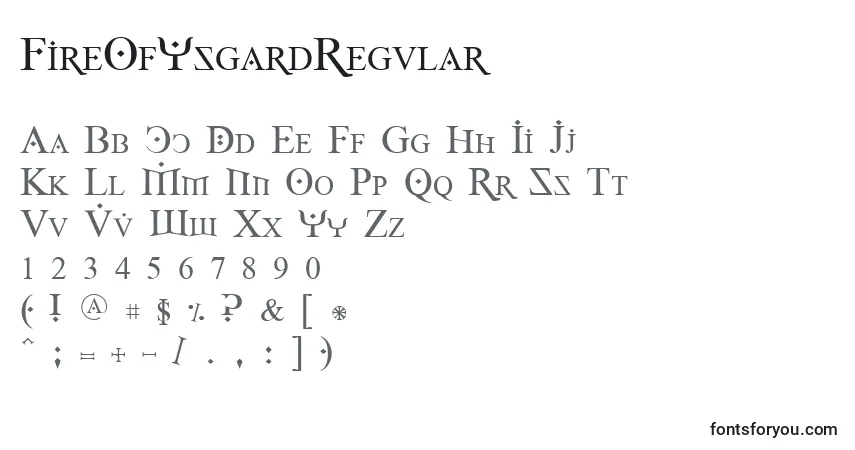 Schriftart FireOfYsgardRegular – Alphabet, Zahlen, spezielle Symbole