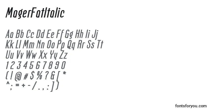 Schriftart MagerFatItalic – Alphabet, Zahlen, spezielle Symbole