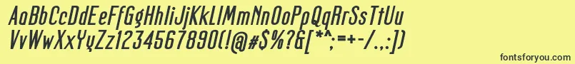 Fonte MagerFatItalic – fontes pretas em um fundo amarelo