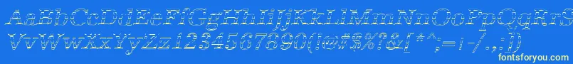 Fonte AntiquagoItalic – fontes amarelas em um fundo azul