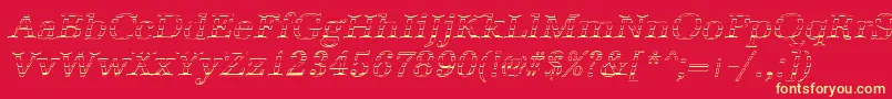 Fonte AntiquagoItalic – fontes amarelas em um fundo vermelho