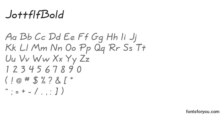 Czcionka JottflfBold – alfabet, cyfry, specjalne znaki