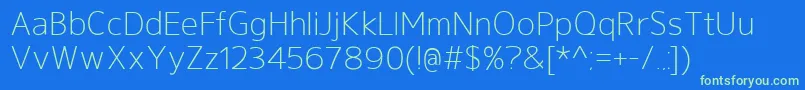 GeldersansLight-fontti – vihreät fontit sinisellä taustalla