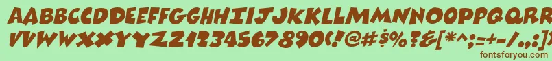 ComixheavyItalic-Schriftart – Braune Schriften auf grünem Hintergrund