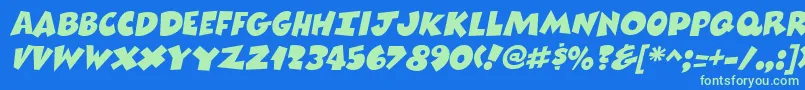 ComixheavyItalic Font – Green Fonts on Blue Background