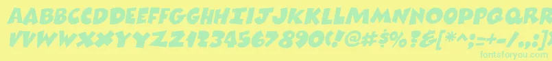 Czcionka ComixheavyItalic – zielone czcionki na żółtym tle