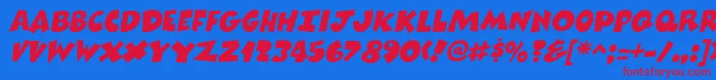 ComixheavyItalic Font – Red Fonts on Blue Background