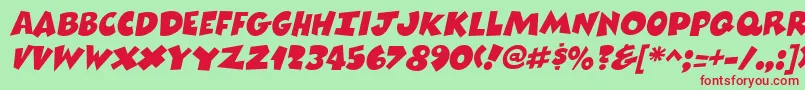 フォントComixheavyItalic – 赤い文字の緑の背景