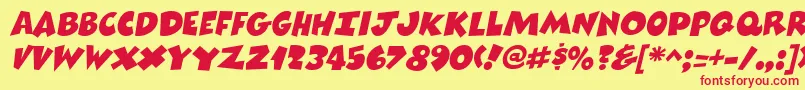 ComixheavyItalic Font – Red Fonts on Yellow Background