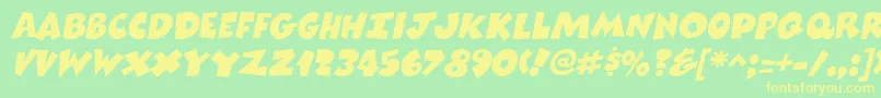 ComixheavyItalic Font – Yellow Fonts on Green Background