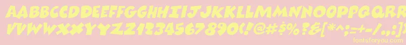 ComixheavyItalic Font – Yellow Fonts on Pink Background