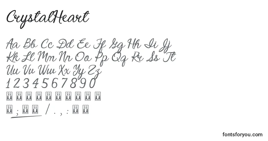 Schriftart CrystalHeart – Alphabet, Zahlen, spezielle Symbole