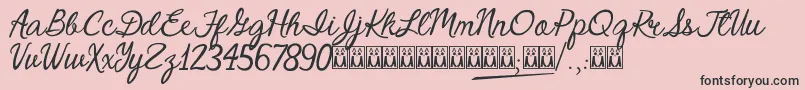 CrystalHeart-Schriftart – Schwarze Schriften auf rosa Hintergrund
