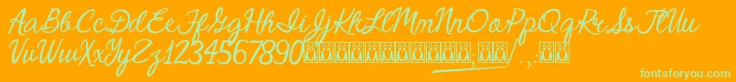 CrystalHeart Font – Green Fonts on Orange Background