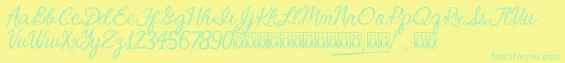 CrystalHeart Font – Green Fonts on Yellow Background