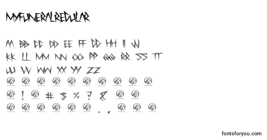 A fonte MyfuneralRegular – alfabeto, números, caracteres especiais