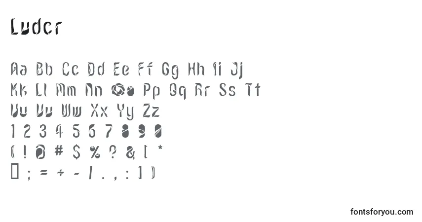 Czcionka Lvdcr – alfabet, cyfry, specjalne znaki