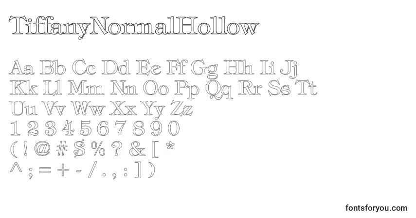 A fonte TiffanyNormalHollow – alfabeto, números, caracteres especiais
