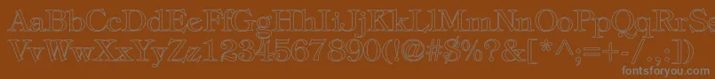 TiffanyNormalHollow-fontti – harmaat kirjasimet ruskealla taustalla