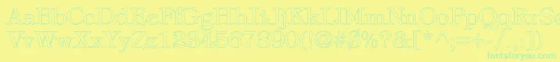 TiffanyNormalHollow Font – Green Fonts on Yellow Background