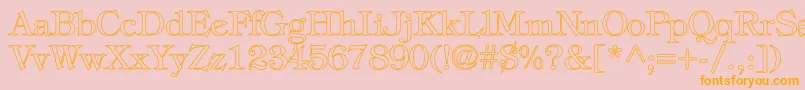 TiffanyNormalHollow-Schriftart – Orangefarbene Schriften auf rosa Hintergrund