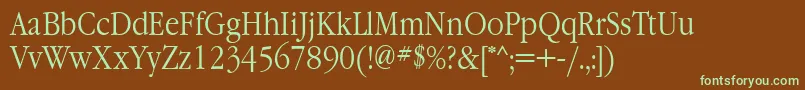 GaramondnarrowtttNormal-fontti – vihreät fontit ruskealla taustalla
