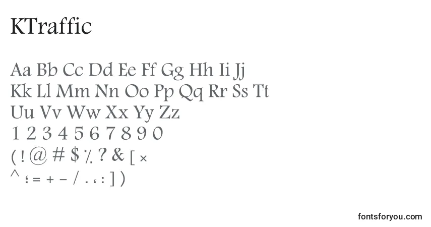 Czcionka KTraffic – alfabet, cyfry, specjalne znaki